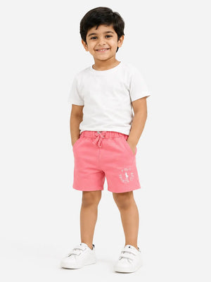 BloomUp Peach Knit Shorts for Boys – Soft Cotton Summer Wear Kids Shorts