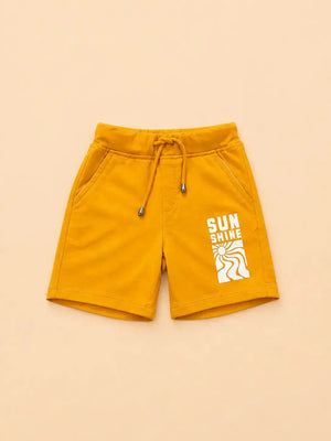 BloomUp Mustard Knit Shorts for Boys – Soft Cotton Summer Wear Toddler Shorts