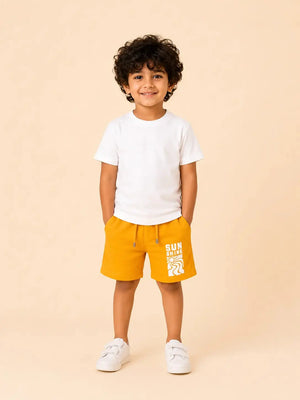 BloomUp Mustard Knit Shorts for Boys – Soft Cotton Summer Wear Toddler Shorts