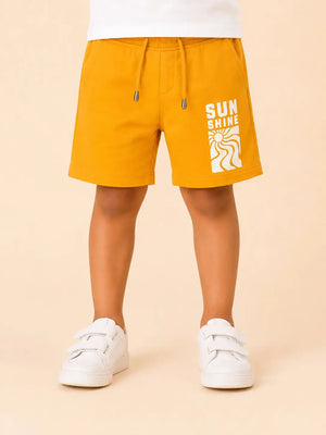 BloomUp Mustard Knit Shorts for Boys – Soft Cotton Summer Wear Toddler Shorts