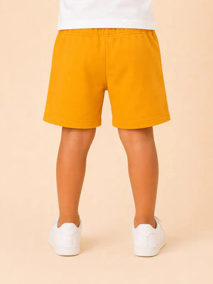 BloomUp Mustard Knit Shorts for Boys – Soft Cotton Summer Wear Toddler Shorts
