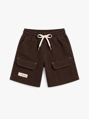 BloomUp Dark Brown Cargo Shorts for Boys – Soft Cotton Summer Wear Kids Shorts