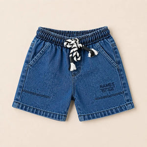 BloomUp Denim Look Drawstring Shorts for Boys – Soft Cotton Casual Summer Shorts