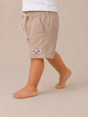 BloomUp Beige Drawstring Shorts for Boys – Soft Cotton Casual Summer Shorts