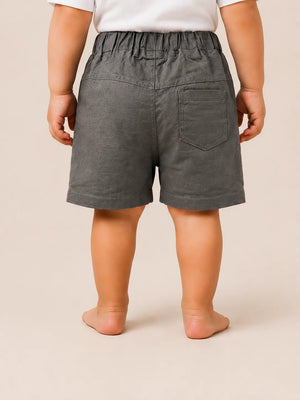 BloomUp Dark Grey Utility Cargo Shorts for Boys – Multi-Pocket Zip Detail Casual Shorts