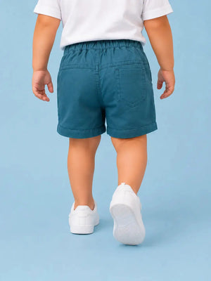 BloomUp Teal Blue Utility Cargo Shorts for Boys – Zip Pocket Casual Summer Wear