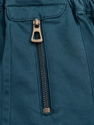 BloomUp Teal Blue Utility Cargo Shorts for Boys – Zip Pocket Casual Summer Wear