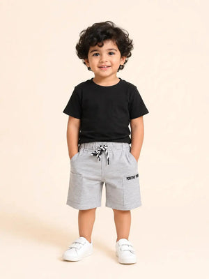 BloomUp Light Grey Cargo Shorts for Boys – Soft Cotton Utility Summer Shorts