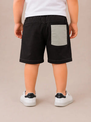 BloomUp Grey & Black Utility Cargo Shorts for Boys – Multi-Zip Pocket Casual Summer Wear