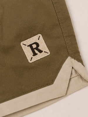 BloomUp Olive Green Contrast Panel Shorts for Boys – Soft Cotton Casual Summer Shorts