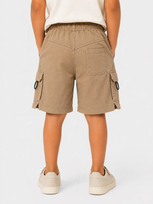 BloomUp Beige Cargo Shorts for Boys – Soft Cotton Summer Wear Kids Shorts