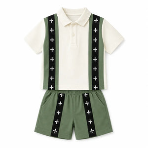 BloomUp Olive Green Boys Co-Ord Set – Soft Cotton Summer Wear for Kids