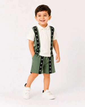 BloomUp Olive Green Boys Co-Ord Set – Soft Cotton Summer Wear for Toddler