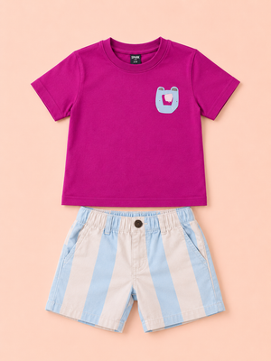 Pink Casual Summer Boys Soft Cotton Clothing Set BloomUp