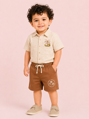 Rust Casual Summer Boys Soft Cotton Clothing Set BloomUp