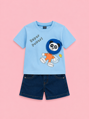 Sky Blue Premium Casual Boys Soft Cotton Clothing Set BloomUp