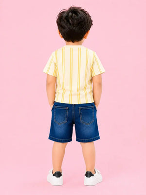 BloomUp Lemon Elephant Print Boys Outfit Set – Soft Cotton Summer Wear for Toddler