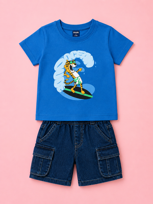 Blue Casual Summer Boys Soft Cotton Clothing Set BloomUp