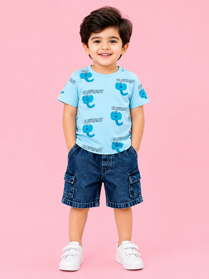 Stylish Sky Blue Premium Casual Boys Soft Cotton Clothing Set BloomUp