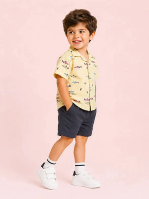 BloomUp Lemon Fish Print Boys 2-Piece Set – Soft Cotton Summer Wear for Kids