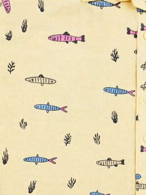 BloomUp Lemon Fish Print Boys 2-Piece Set – Soft Cotton Summer Wear for Kids