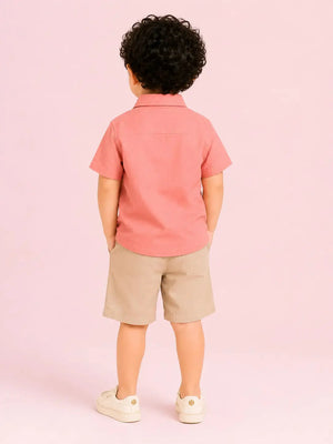 BloomUp Peach Boys 2-Piece Set – Soft Cotton Summer Wear for Kids