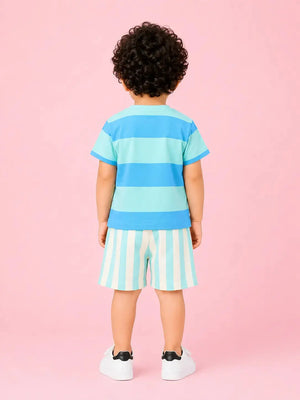 BloomUp Mint Printed Boys Co-Ord Set – Soft Cotton Summer Wear for Toddler