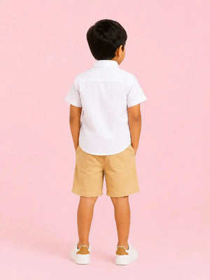 BloomUp Boys 2 Piece Attached Waistcoat T-Shirt & Shorts Set with Tie | Smart Casual Party Wear Outfit for Toddler