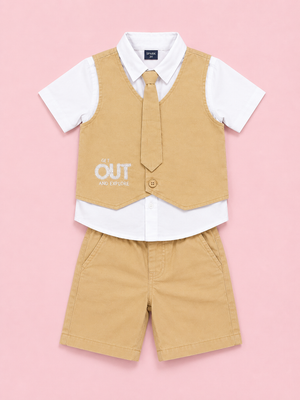 Mustard Stylish Playwear Boys Soft Cotton Clothing Set BloomUp