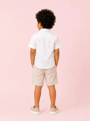 BloomUp Boys 2 Piece Formal T-Shirt with Attached Waistcoat & Shorts Set
