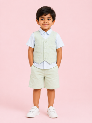 Lime Casual Summer Boys Soft Cotton Clothing Set BloomUp