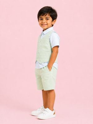Lime Casual Summer Boys Soft Cotton Clothing Set BloomUp
