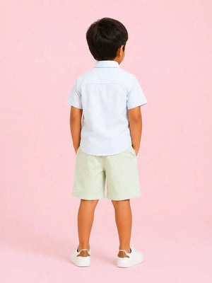 BloomUp Boys 2 Piece Formal T-Shirt with Attached Embroidered Waistcoat & Shorts Set