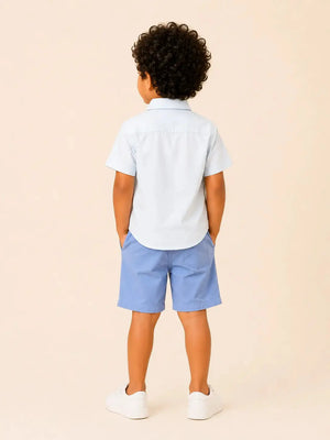 BloomUp Boys 2 Piece Formal T-Shirt with Attached Embroidered Waistcoat & Shorts Set
