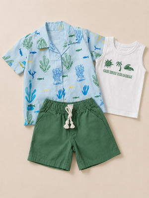 Boys Sky Blue Soft Cotton Sets Casual Fashion Kids Wear BloomUp