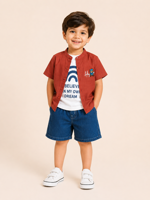 Rust Trendy Daily Wear Boys Soft Cotton Clothing Set BloomUp