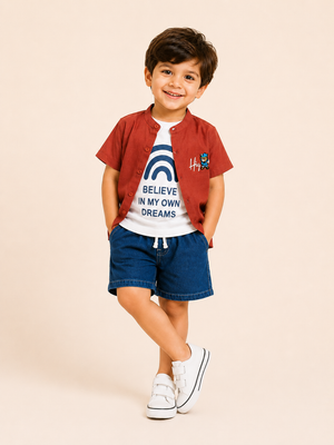 Rust Trendy Daily Wear Boys Soft Cotton Clothing Set BloomUp