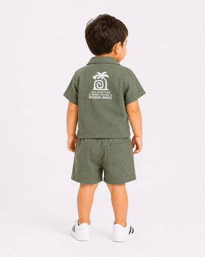 Olive Casual Summer Boys Soft Cotton Clothing Set BloomUp