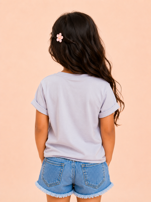 Girls Grey Short Sleeved Shirt Soft Cotton Clothing Set BloomUp