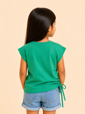 Girls Green Short Sleeved Shirt Soft Cotton Clothing Set BloomUp