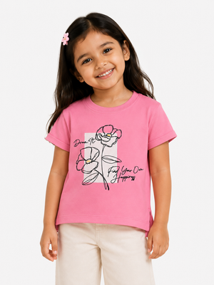 Girls Pink Short Sleeved Shirt Soft Cotton Clothing Set BloomUp