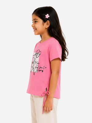 Girls Pink Short Sleeved Shirt Soft Cotton Clothing Set BloomUp