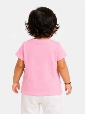 BloomUp Baby Pink Ribbed V-Neck Top for Girls – Casual Everyday Wear