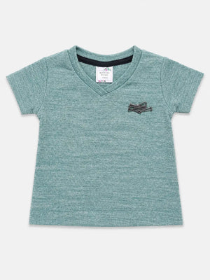 BloomUp Sage Green Ribbed V-Neck Top for Girls – Casual Everyday Wear
