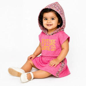 Pink Graphic Hoodie & Shorts Co-ord Set for Girls – Soft Cotton Summer Kids Outfit BloomUp