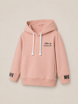 Blush Pink Hooded Sweatshirt for Girls – Soft Cotton Fleece Winter Hoodie BloomUp