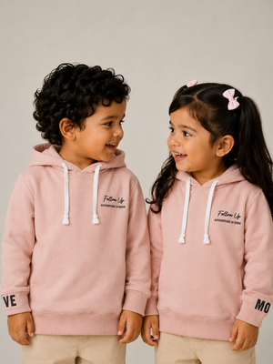 Blush Pink Hooded Sweatshirt for Girls – Soft Cotton Fleece Winter Hoodie BloomUp