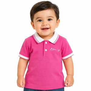 Pink Polo Collar Kids T-Shirt – Soft Cotton Smart Casual Summer Wear for Boys BloomUp