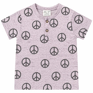 Mauve Peace Print Kids T-Shirt – Soft Cotton Summer Wear for Boys BloomUp