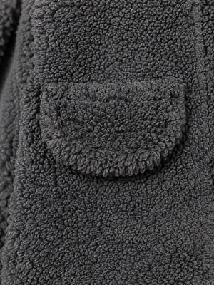 BloomUp Charcoal Grey Sherpa Hooded Jacket for Baby Boys & Girls – Soft Fleece Winter Wear